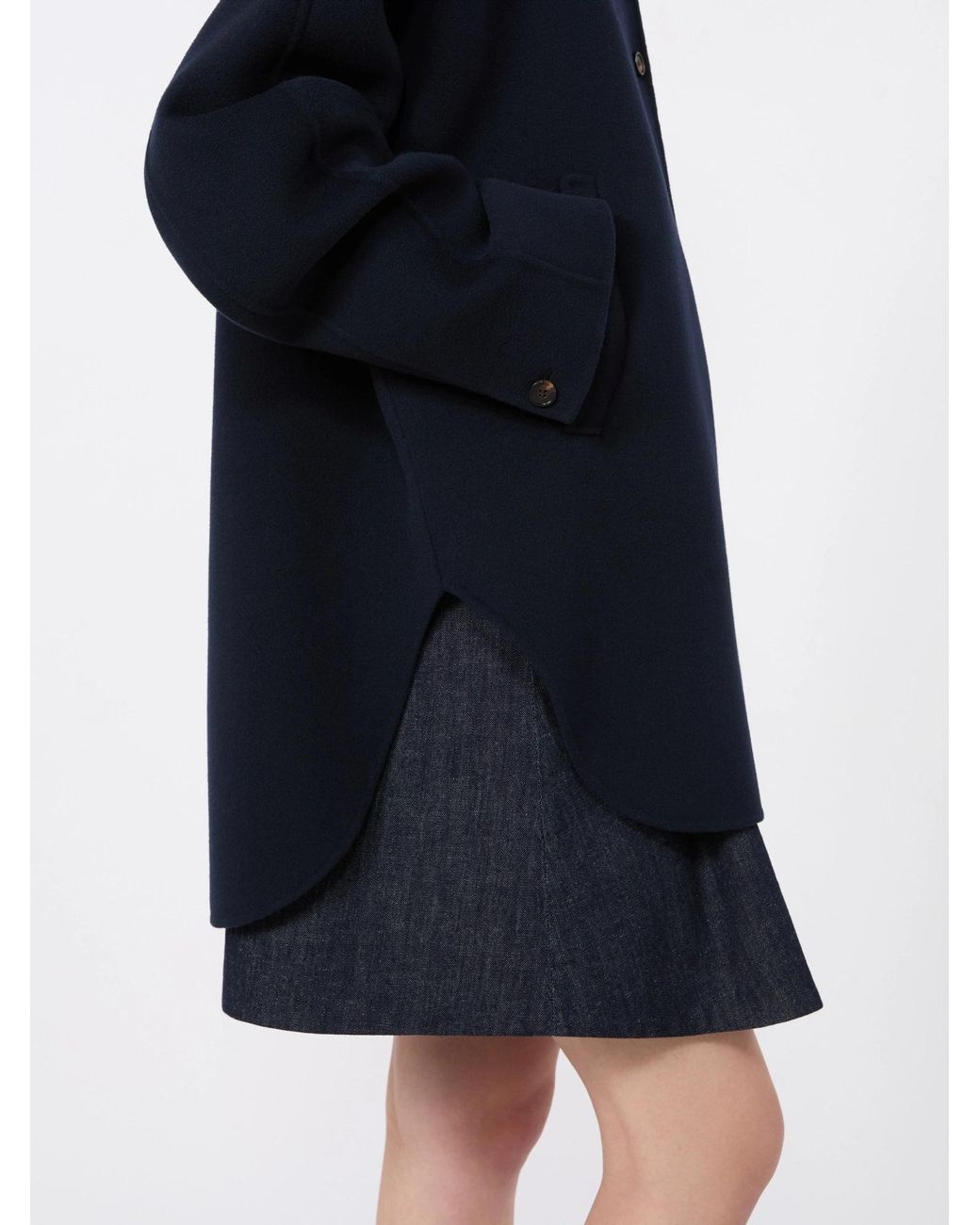 Max Mara Blue 'S Hooded Drop Coat