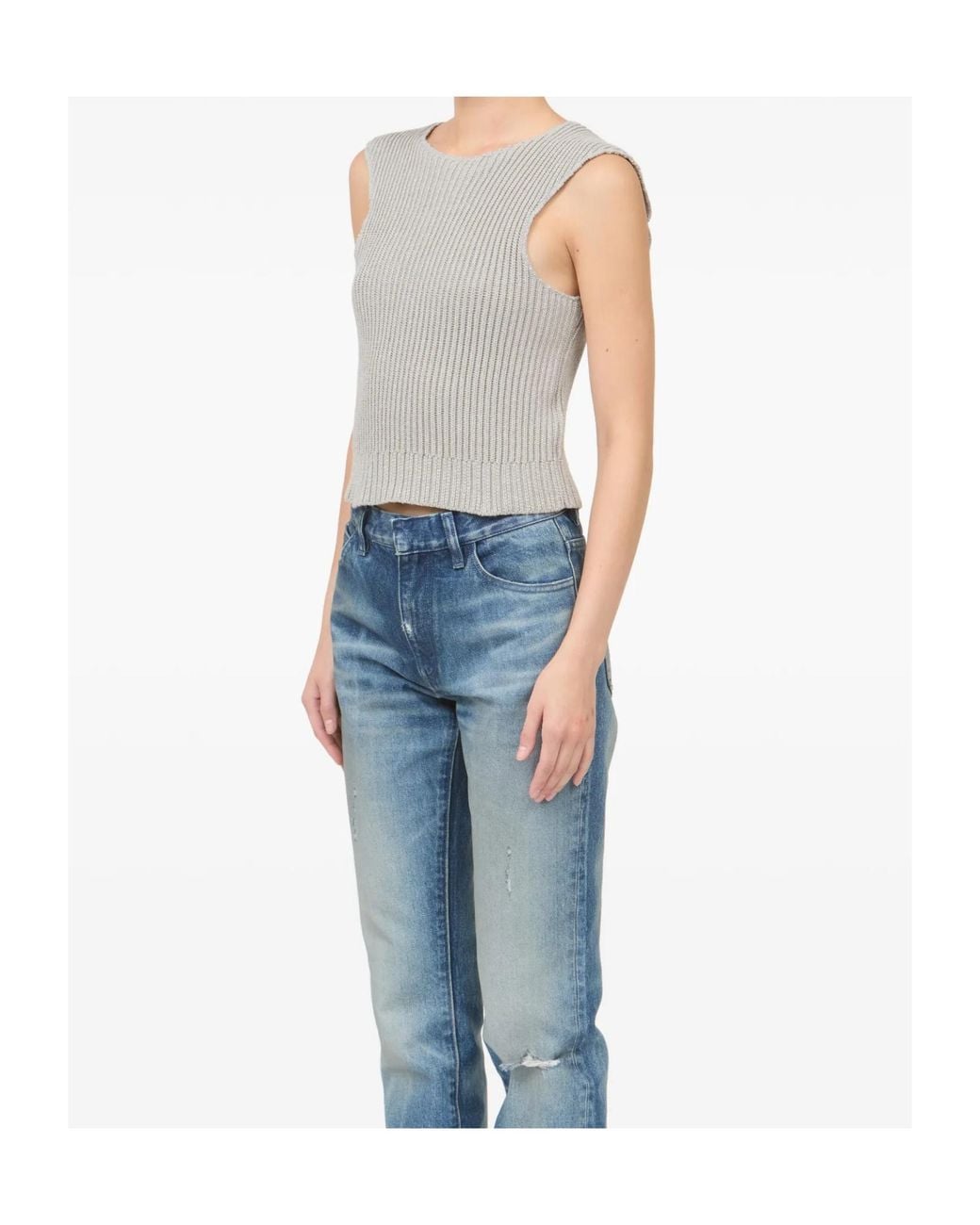 MM6 by Maison Margiela Gray Ribbed Vest