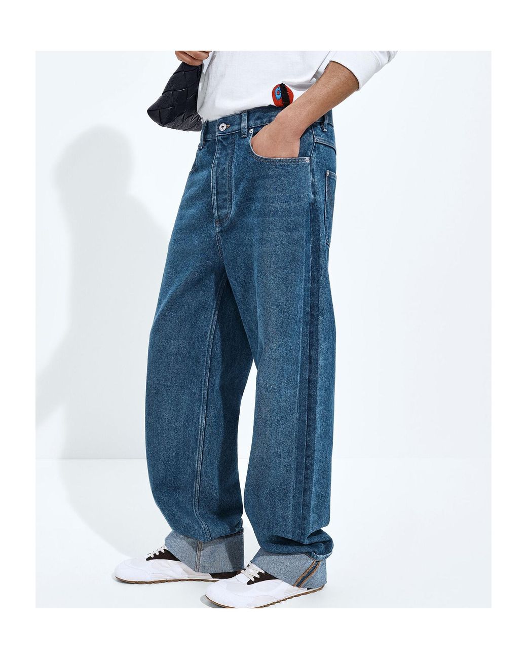 Bottega Veneta Blue Turned-Up Jeans for men