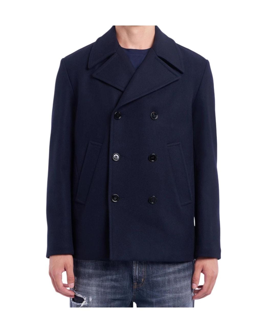 Dondup Blue Double-Breasted Coat for men