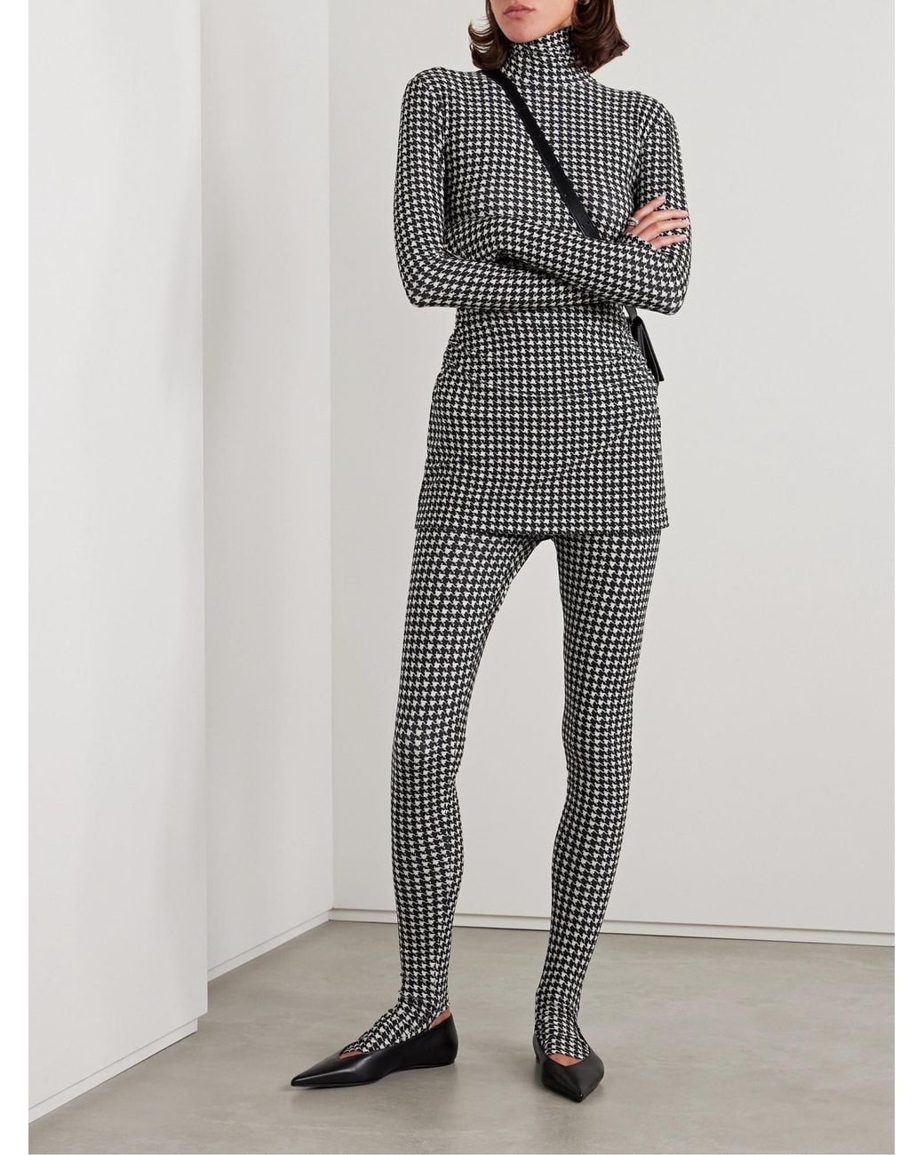 Norma Kamali Gray Comfortable Houndstooth Leggings