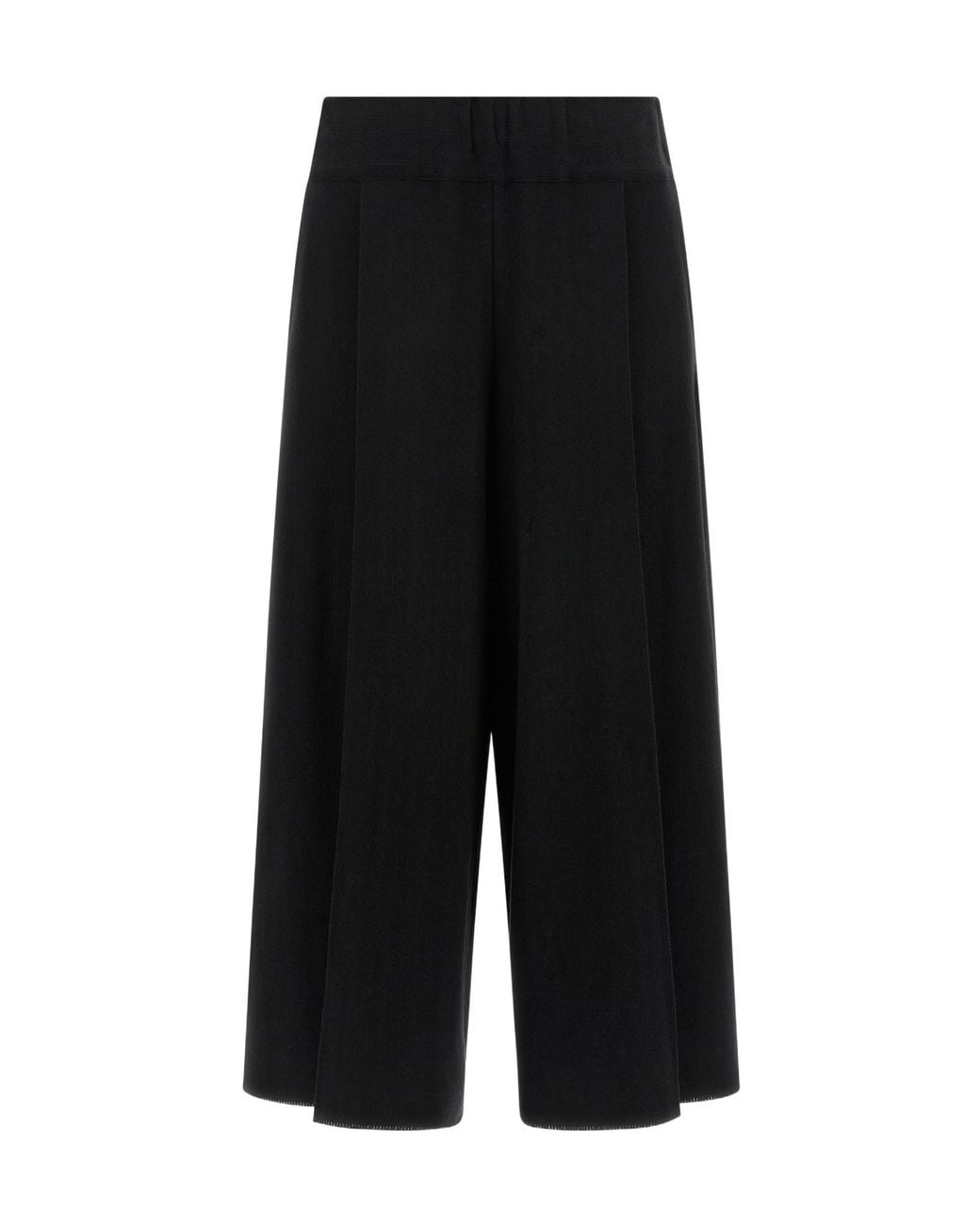 Issey Miyake Black Wide-Leg Cropped Trousers