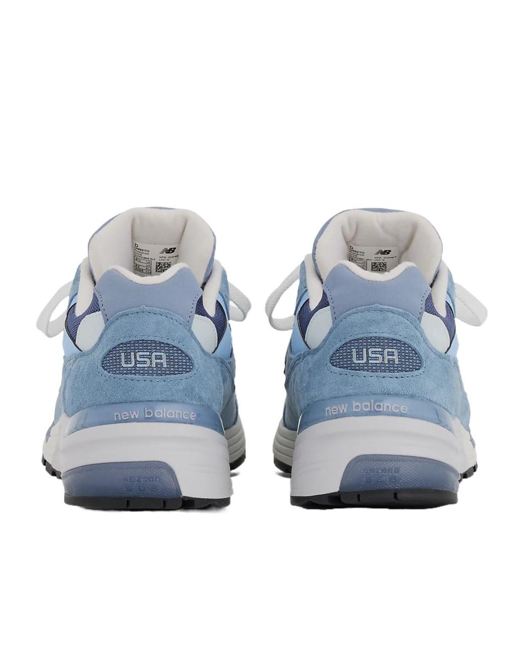 New Balance Blue 992 Logo Patch Lace-Up Sneakers for men