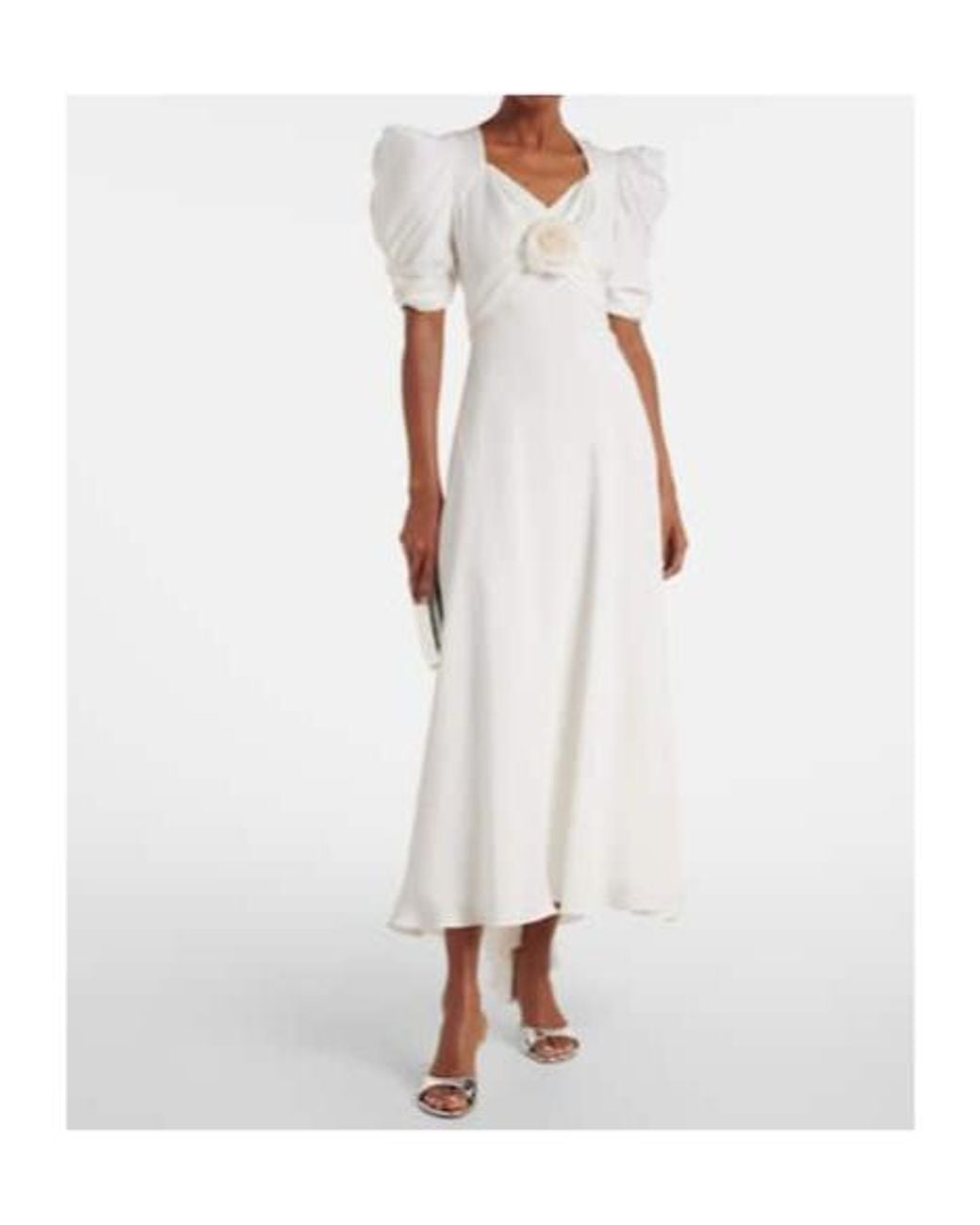 Rodarte White Floral-Appliqué Silk Crêpe Gown