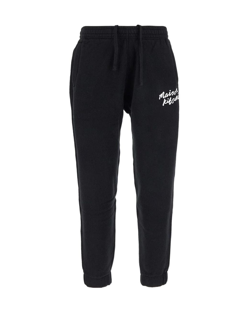 Maison Kitsuné Black Maison Kitsuné Logo-Printed Tapered Track Pants for men