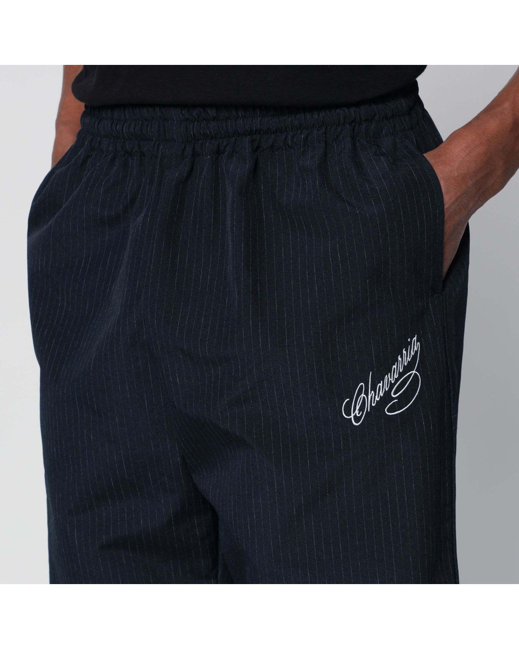 Willy Chavarria Black Pinstripe Sweatpants for men