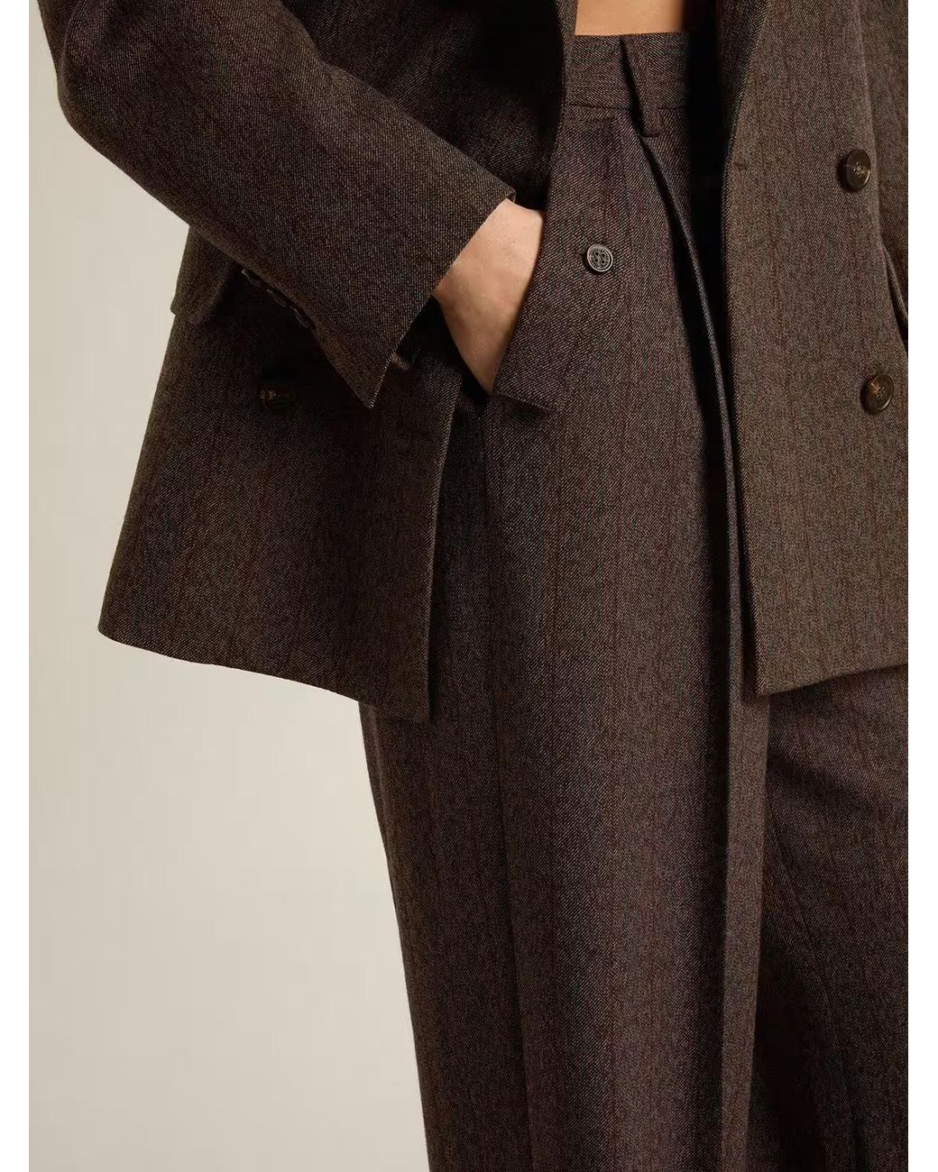 Golden Goose Deluxe Brand Brown Wide-Leg Striped Pants