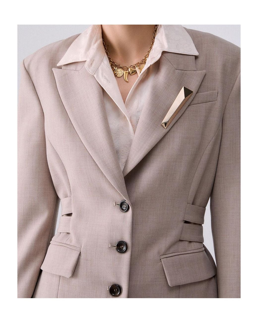 Liu Jo Natural Single-Breasted Suit Jacket