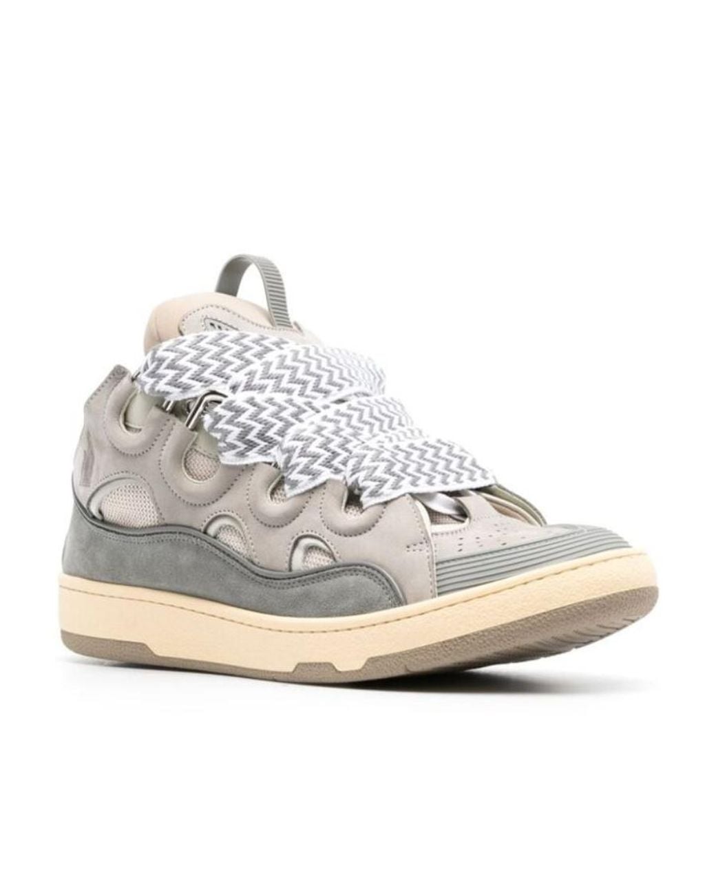 Lanvin White Curb Lace-Up Sneakers for men