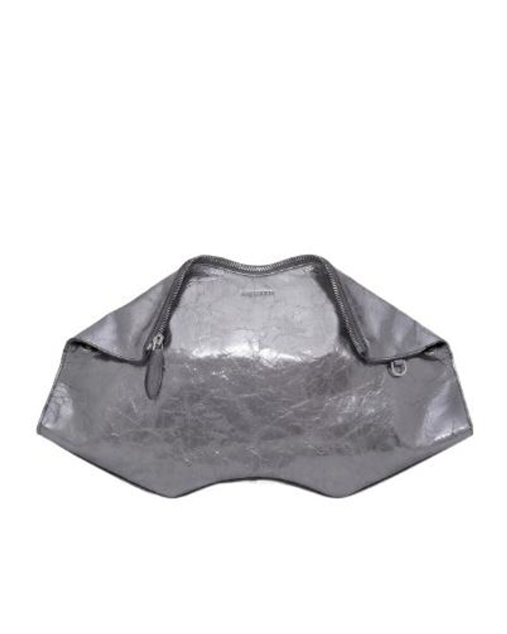 McQueen Gray Manta Textured Shoulder Bag