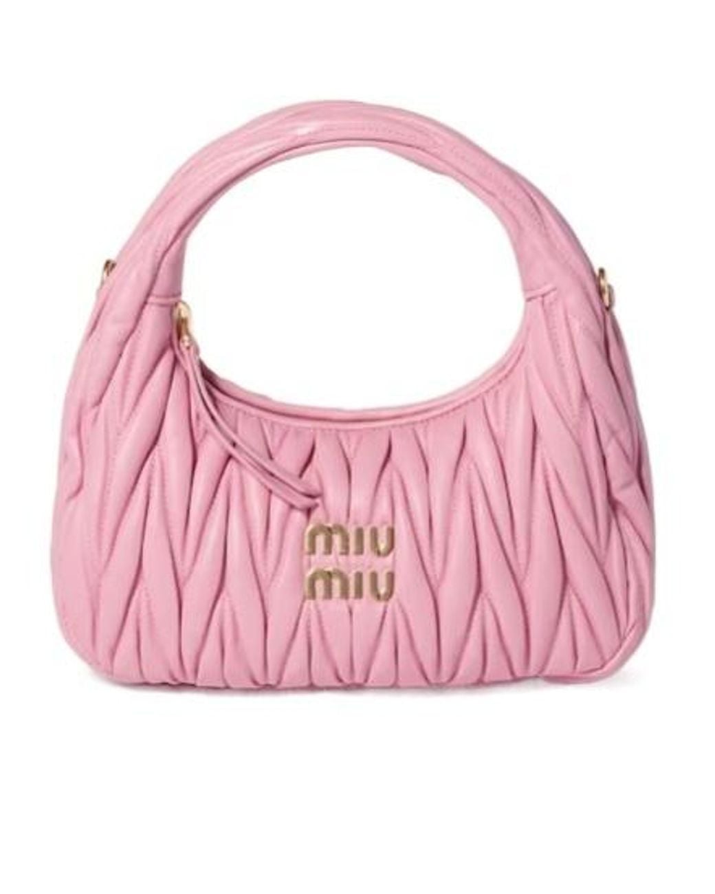 Miu Miu Pink Wander Matelassé Nappa Leather Hobo Bag