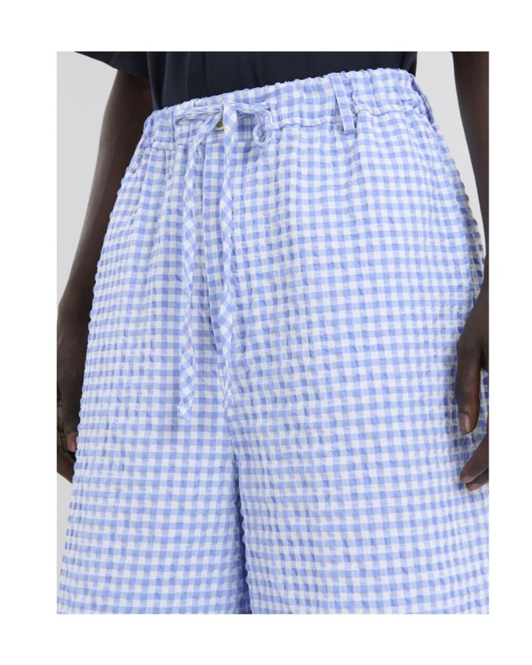 Marni Blue Checked Drawstring Shorts for men