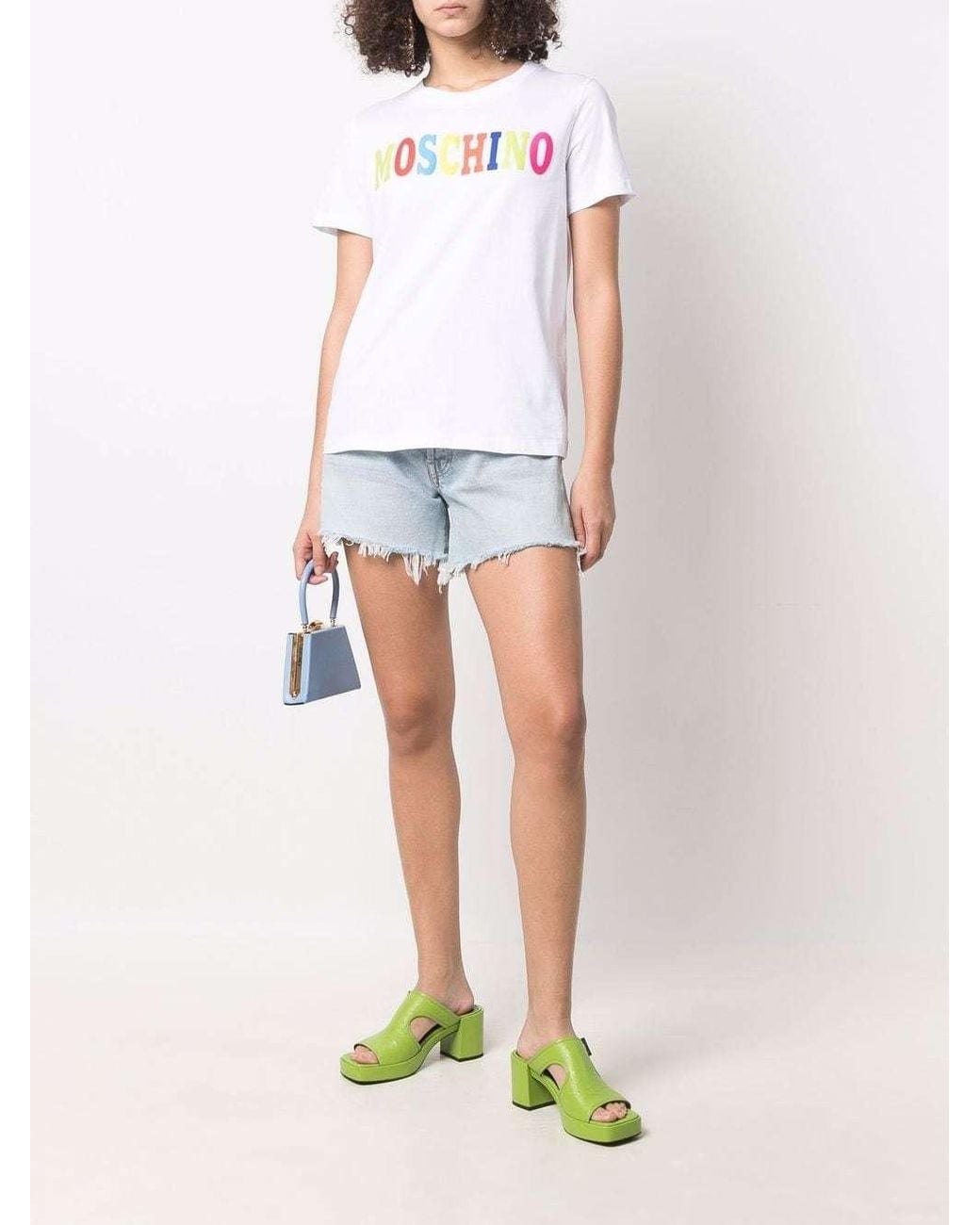 Moschino White Logo-Print Cotton T-Shirt