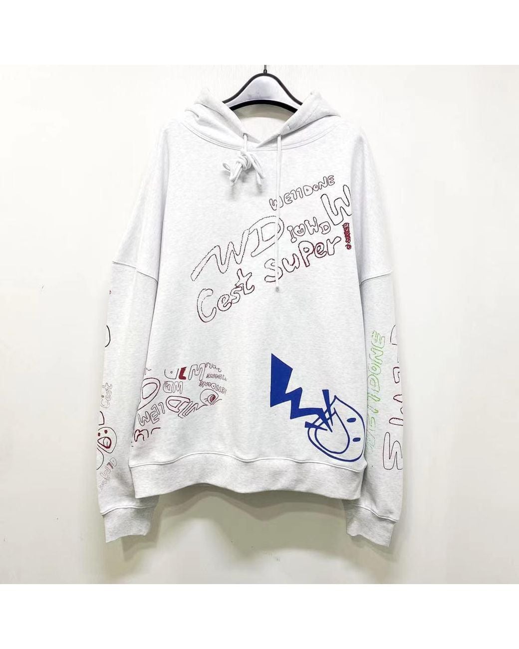 we11done White Graffiti Print Hoodie for men