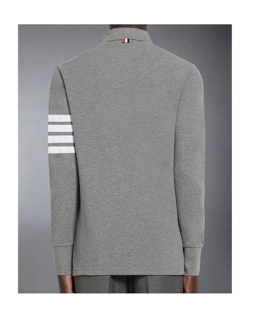 Thom Browne Gray 4-Bar Long-Sleeve Polo Shirt for men