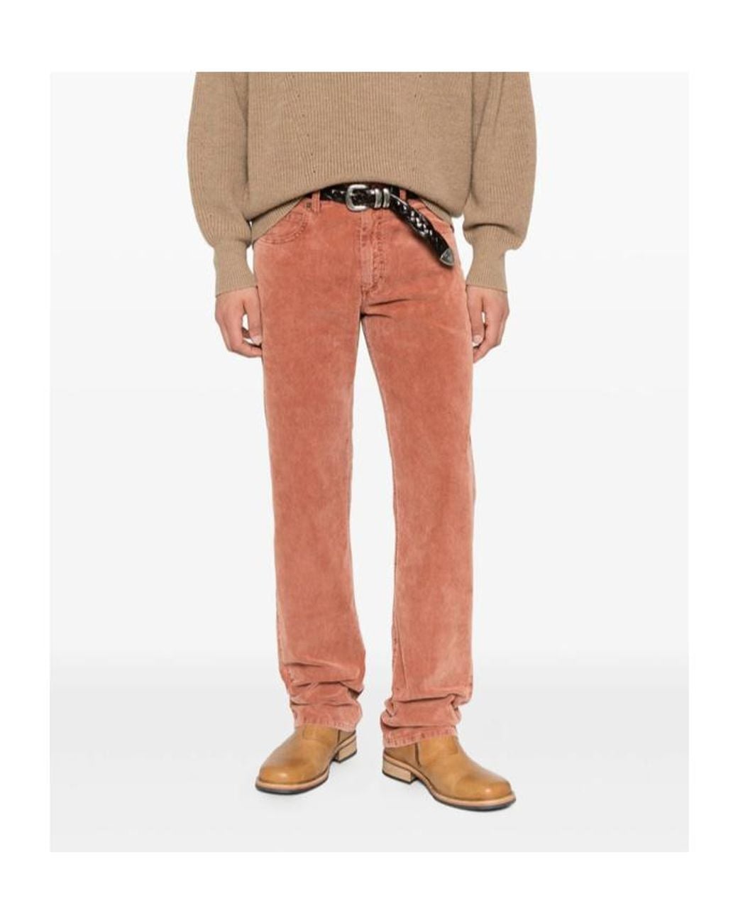 Isabel Marant Orange Logo Patch Straight-Leg Jeans for men
