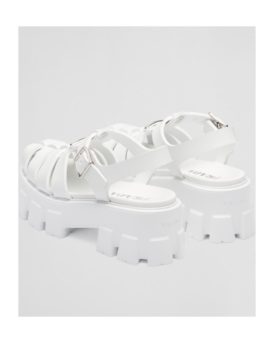 Prada White Rubber Monolith Sandals