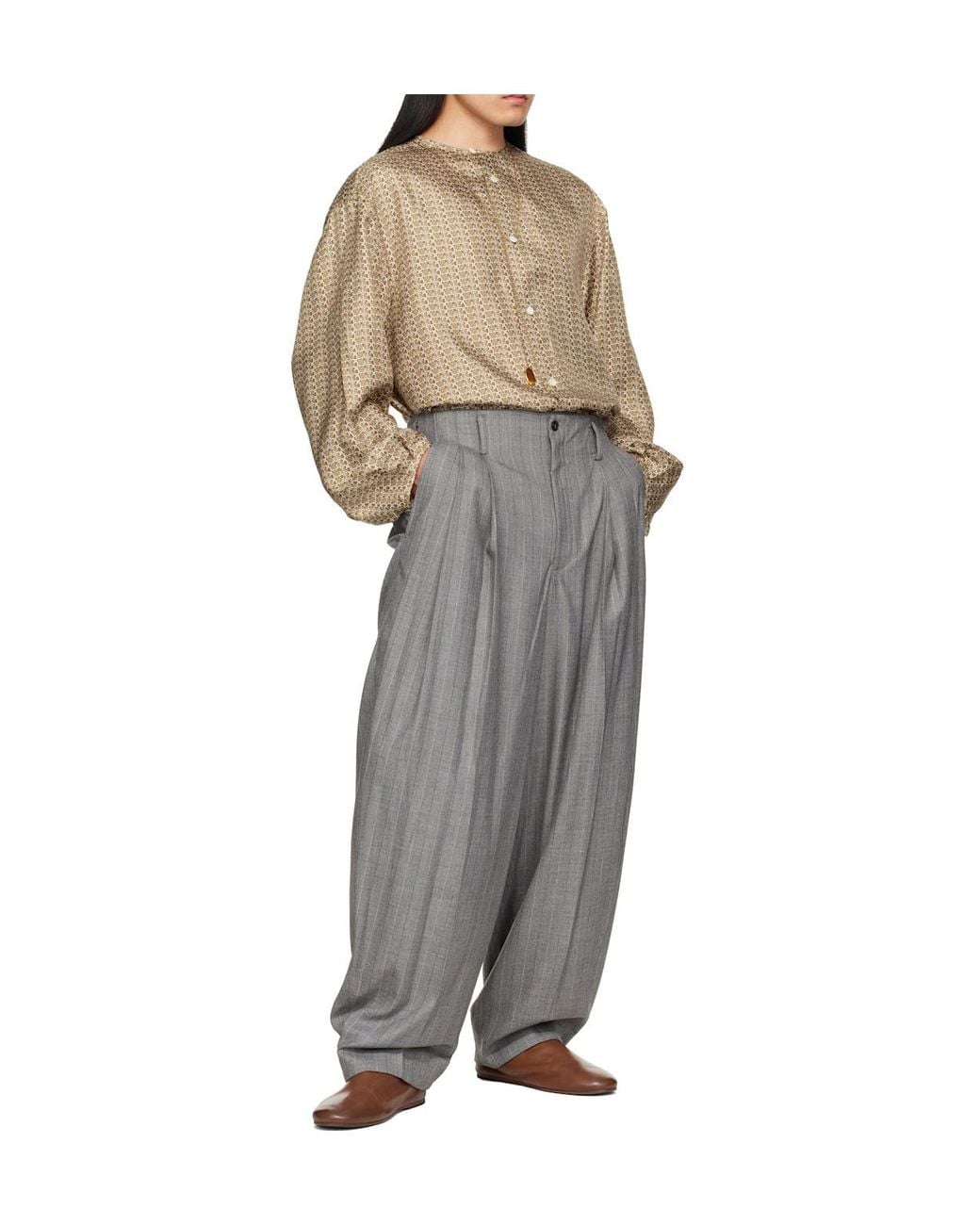 Hed Mayner Gray Printed Shirt for men