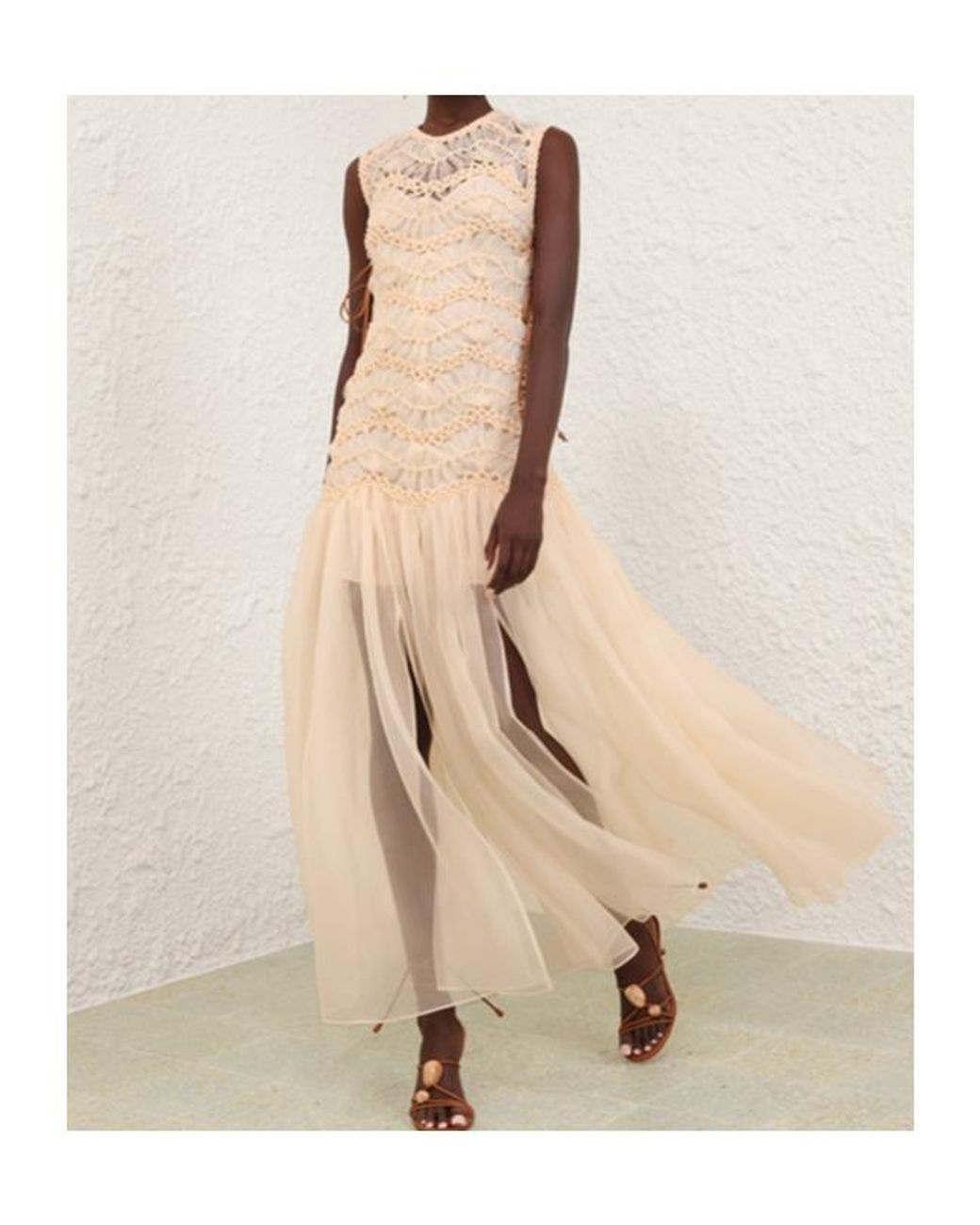 Zimmermann Natural Illuminate Macrame Maxi Dress