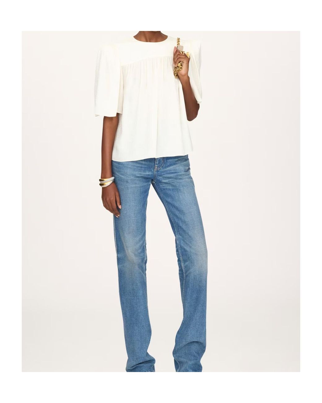 Chloé White Minimal Gathered-Detail Blouse