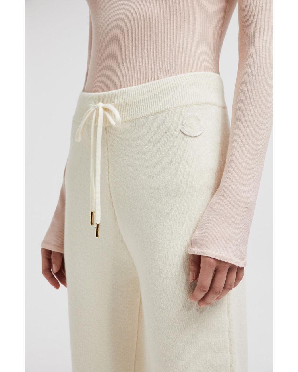 Moncler White Elastic Waist Jogging Pants