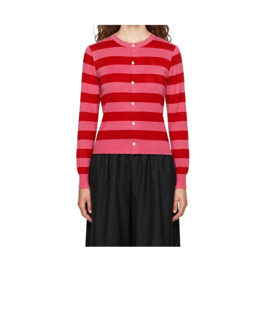 Comme des Garçons Red Striped Cardigan