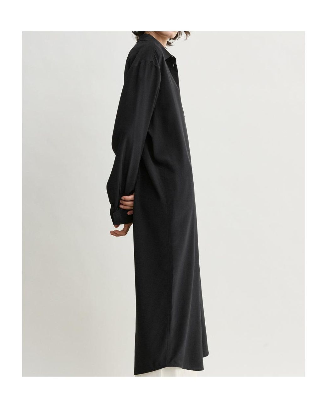 Totême  Black Silk Shirt Midi Dress