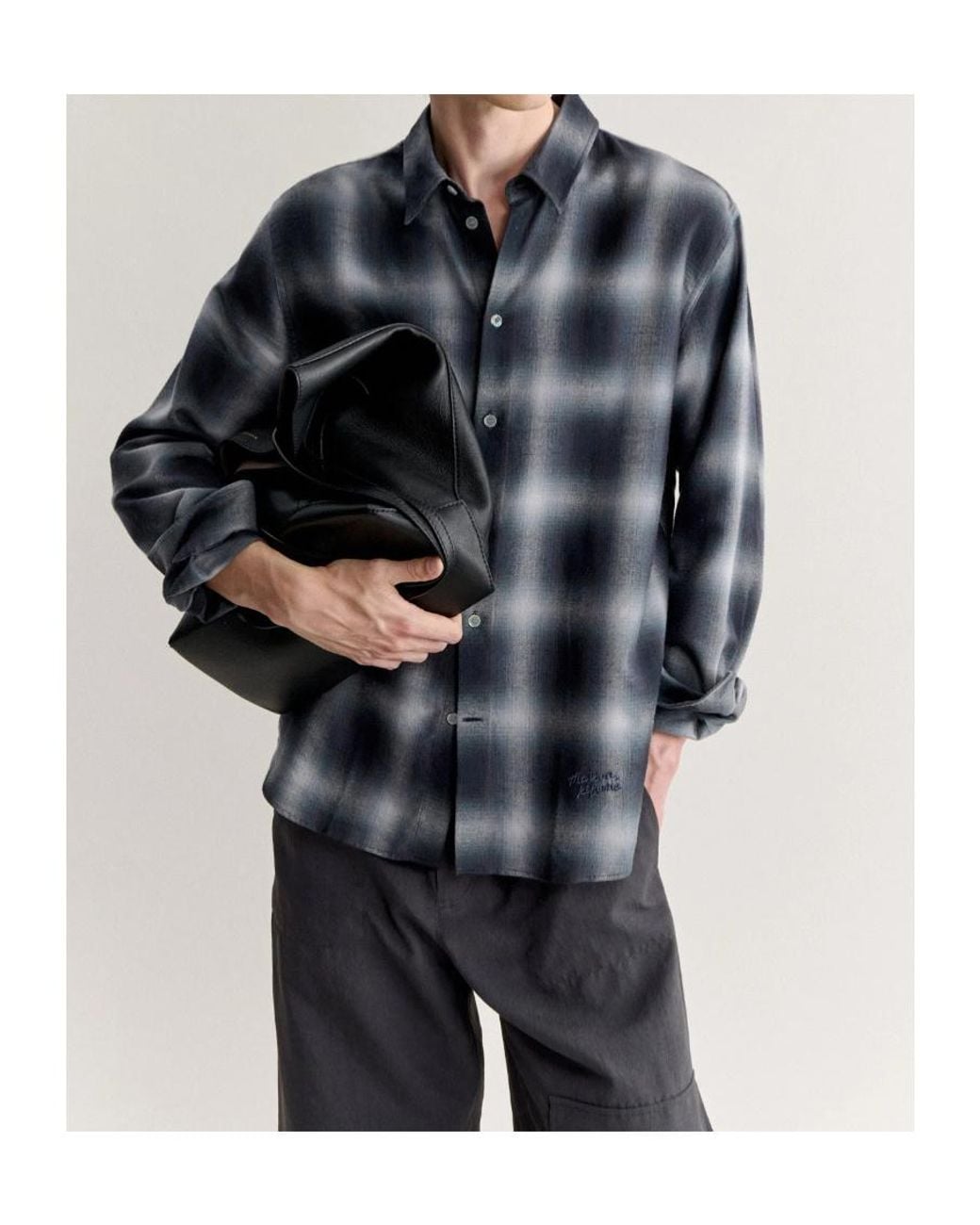 Maison Kitsuné Gray Gradient Check Casual Shirt for men