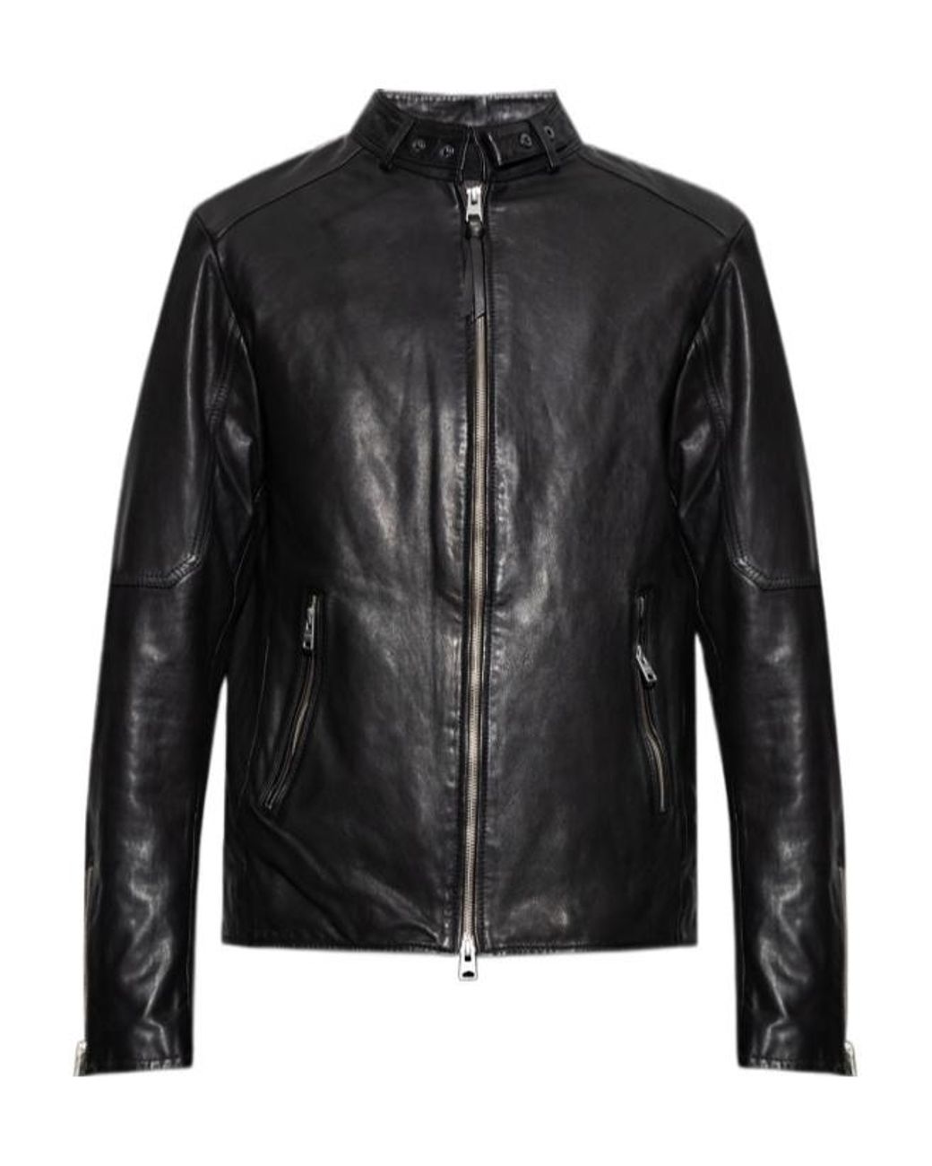 AllSaints Black Classic Biker Jacket for men