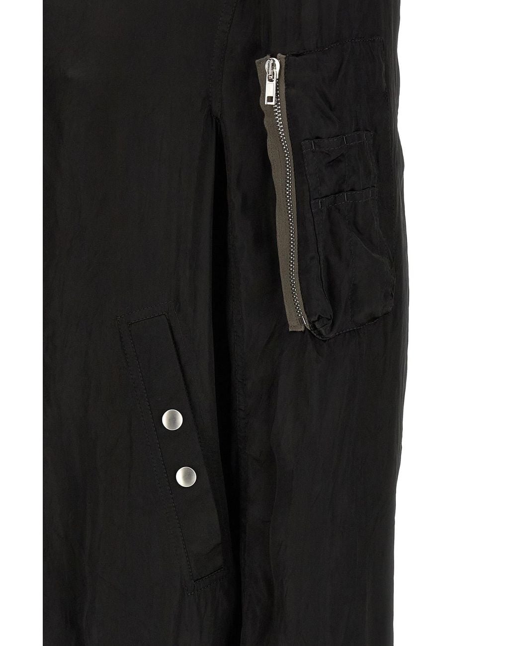 Rick Owens Black Crinkled Bomber Jacket for men