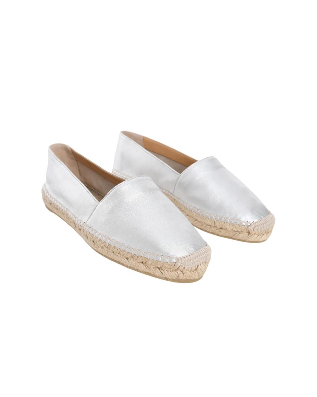 Castaner White Round-Toe Flat Shoes
