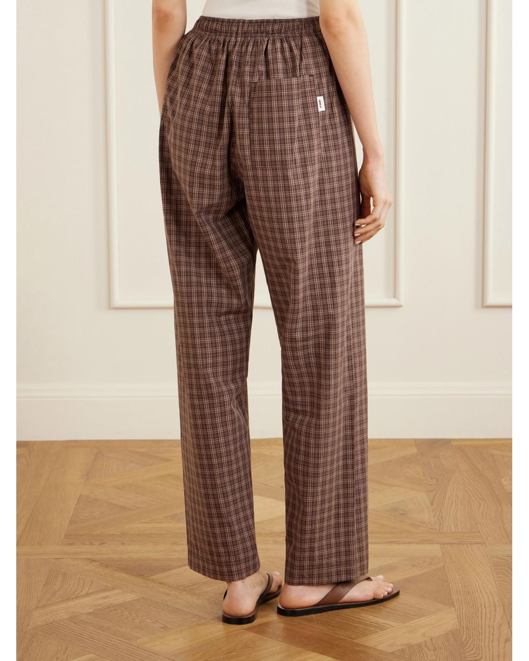 Tekla Brown Comfortable Plaid Pajama Pants