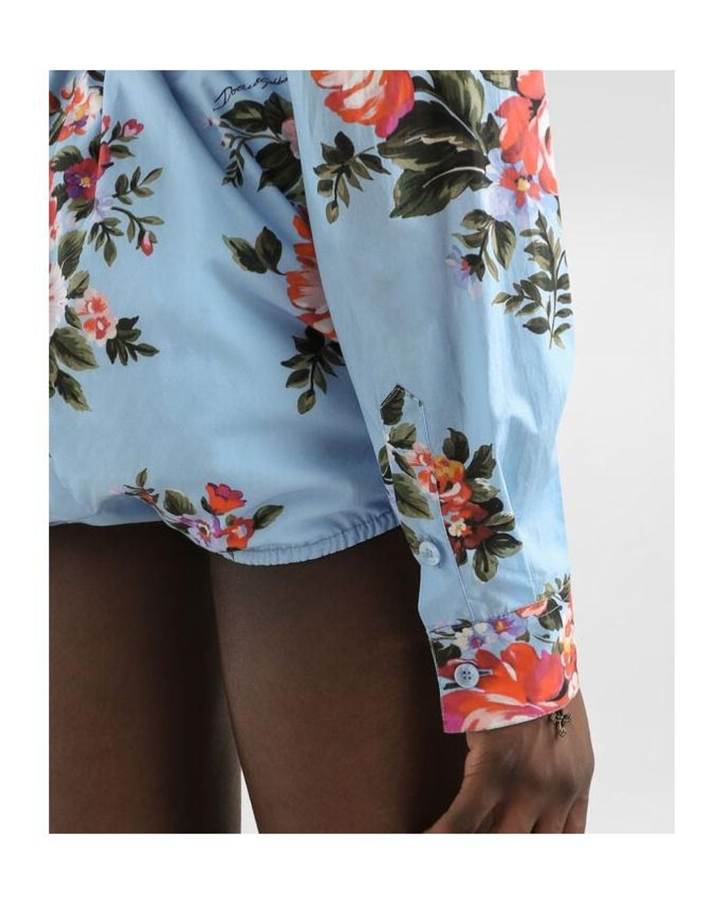 Dolce & Gabbana White Flower Bouquet-Printed Shirt