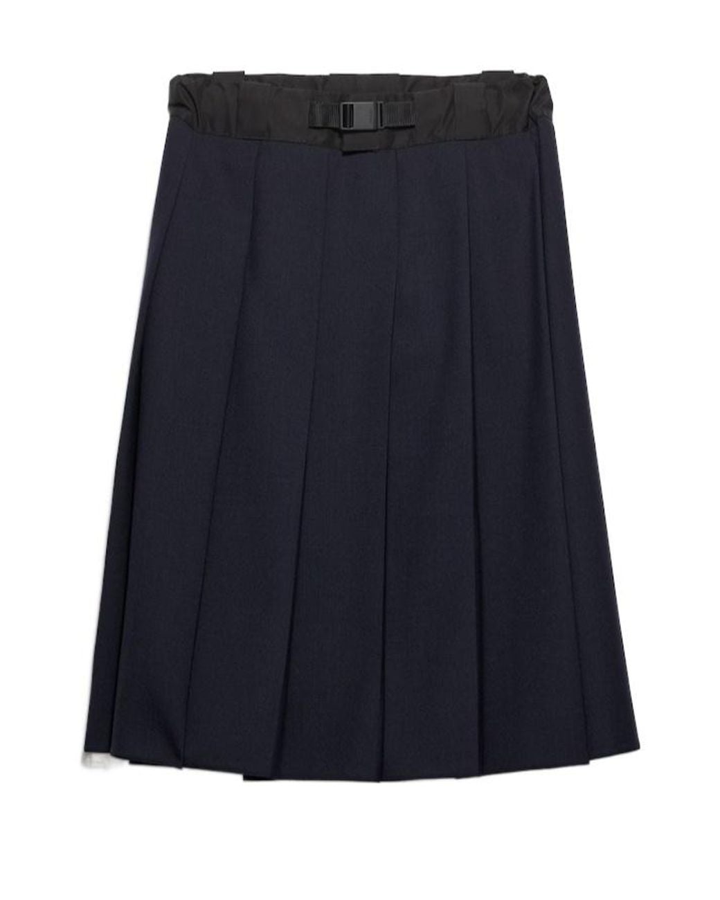 Prada Blue Pleated Belted Midi Skirt