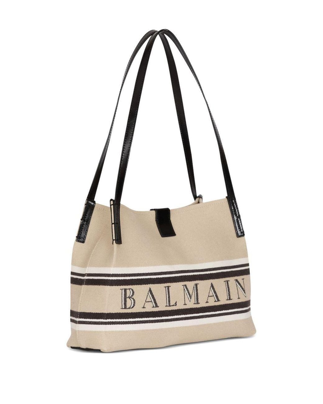 Balmain White Small Release Top Handle Bag