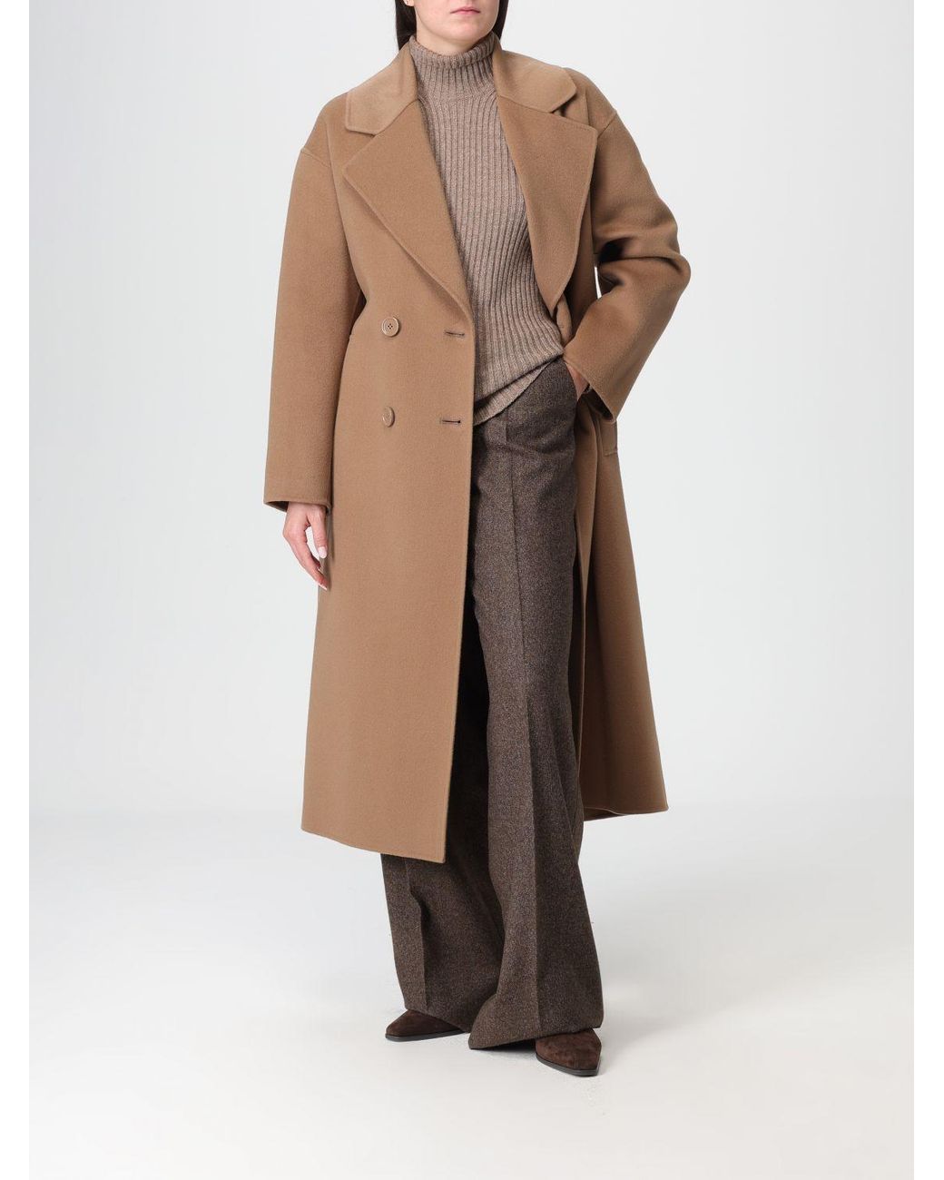 Max Mara Brown 'S Heller Long Belted Double Breasted Coat