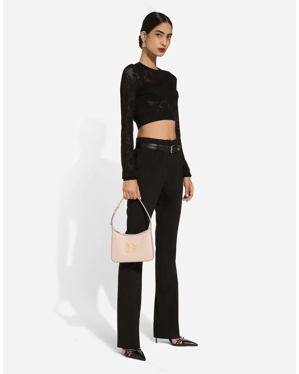 Dolce & Gabbana White Logo Plaque Shoulder Bag