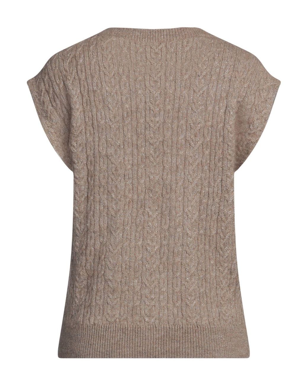 Brunello Cucinelli Gray Solid Color Metallic Knit Short-Sleeve T-Shirt