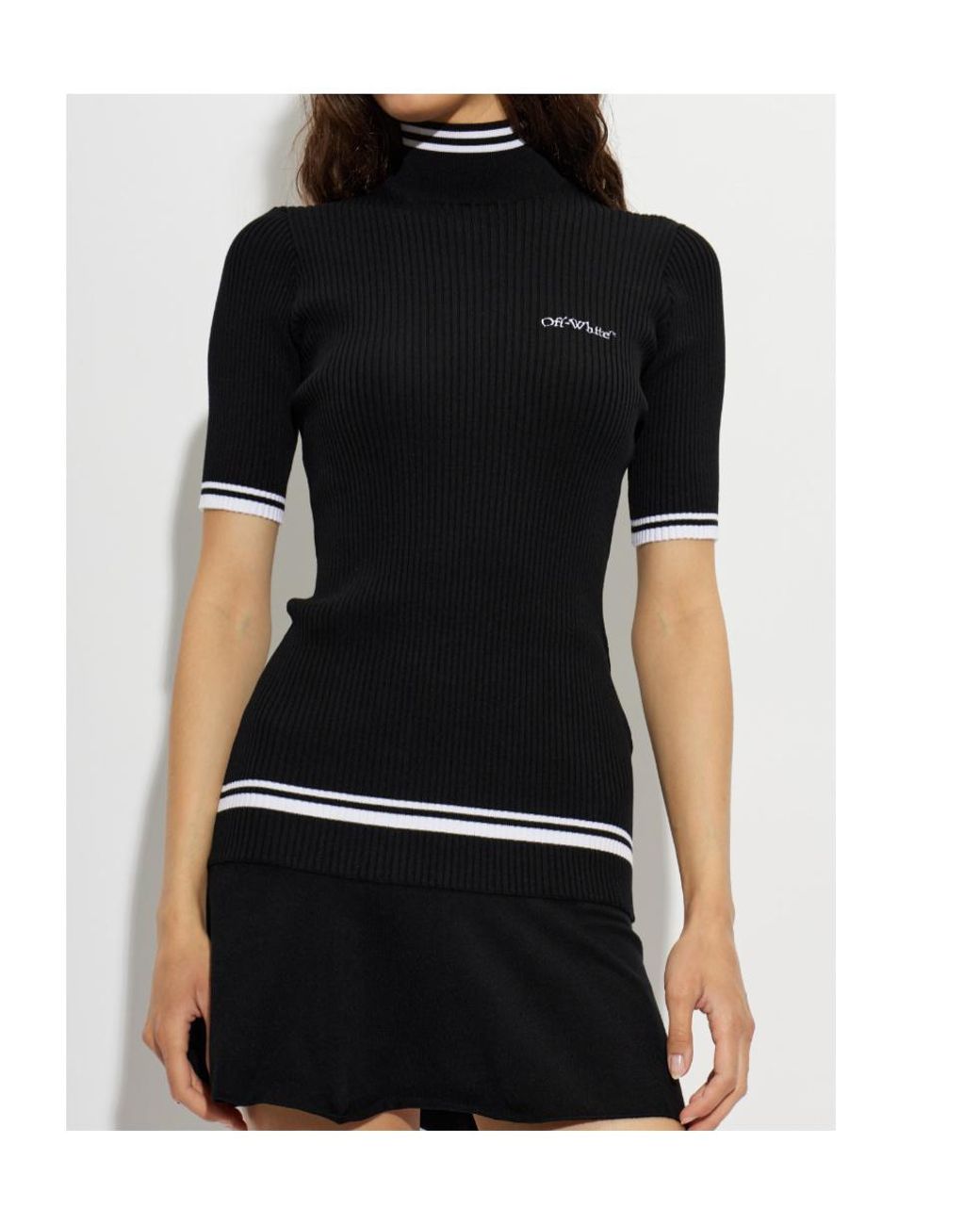 Off-White c/o Virgil Abloh Black Short-Sleeved High-Neck Knit Top