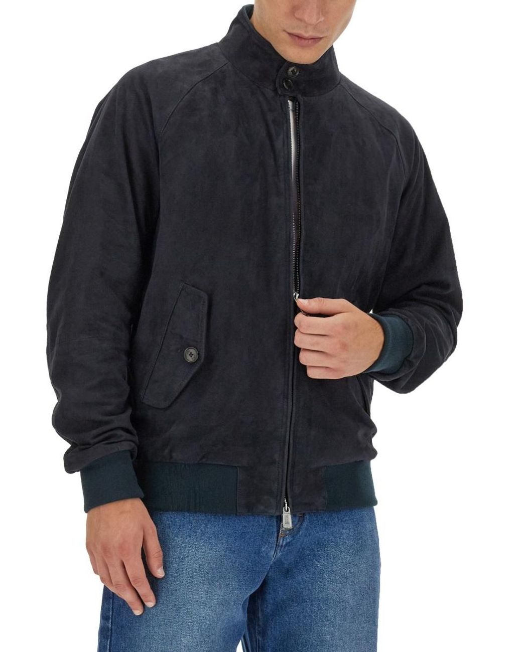 Baracuta Blue G9 Suede Bomber Jacket for men