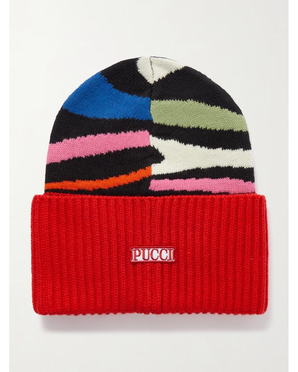 Emilio Pucci Red Jacquard Wool Hat