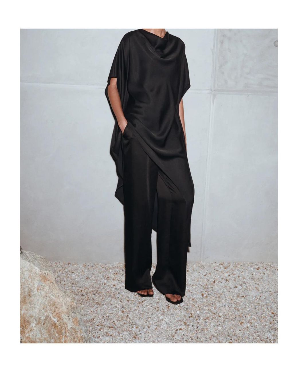 Jonathan Simkhai Black Mini Shawl-Collar Dress