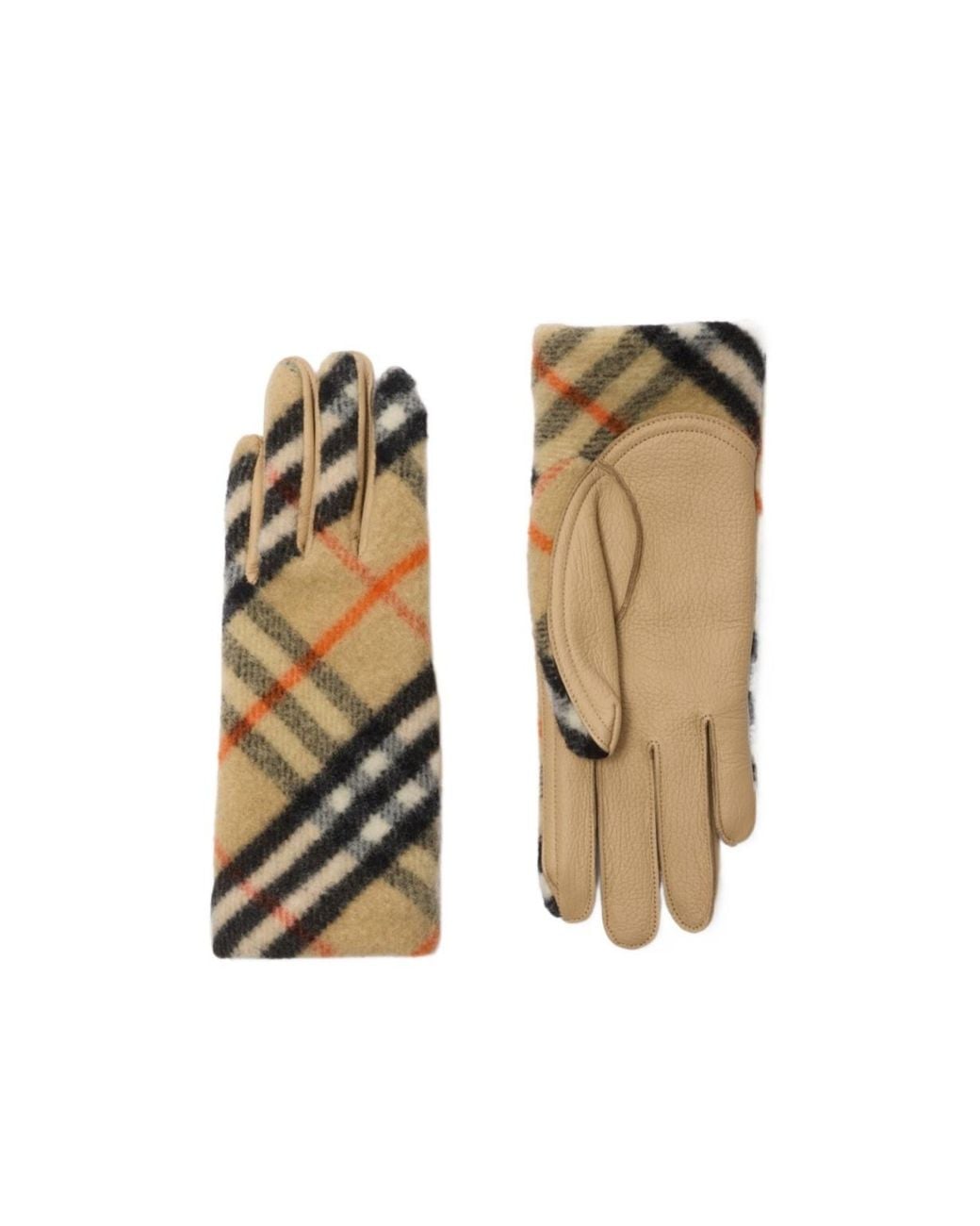 Burberry Metallic Checkered Panelled Gloves