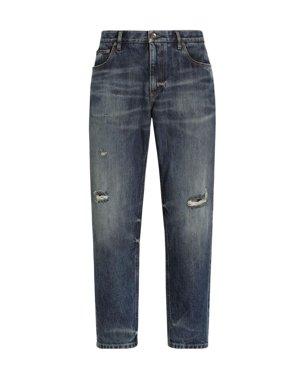 Dolce & Gabbana Blue Kipas Vulkan Distressed Jeans for men
