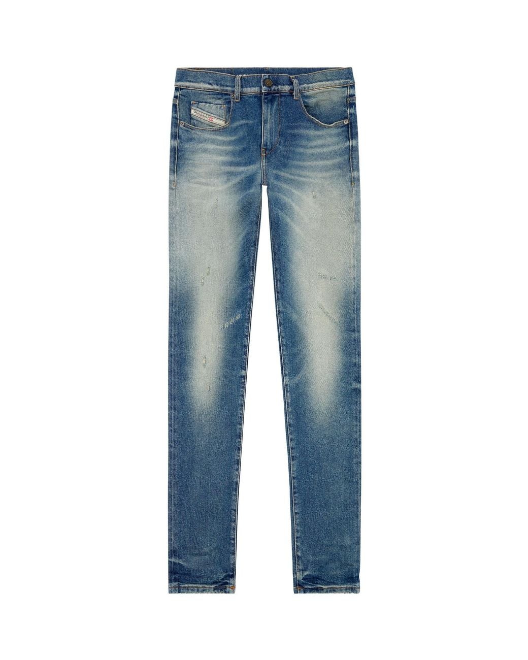 DIESEL Blue 2019 D-Strukt Logo Patch Tapered Jeans for men