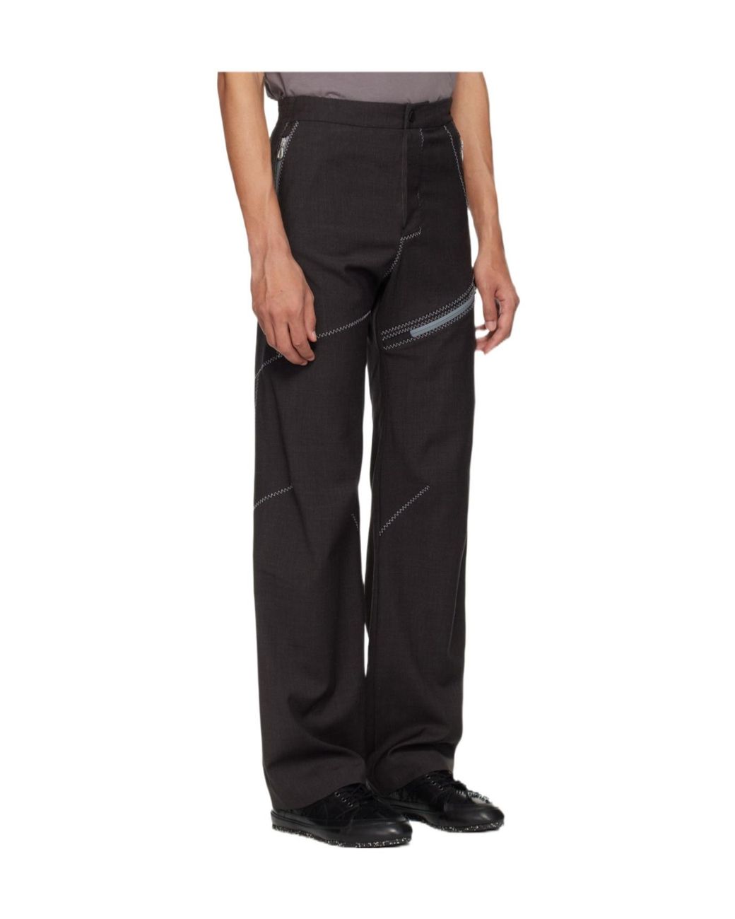Kiko Kostadinov Black Fosco Zigzag Stitch Pants for men