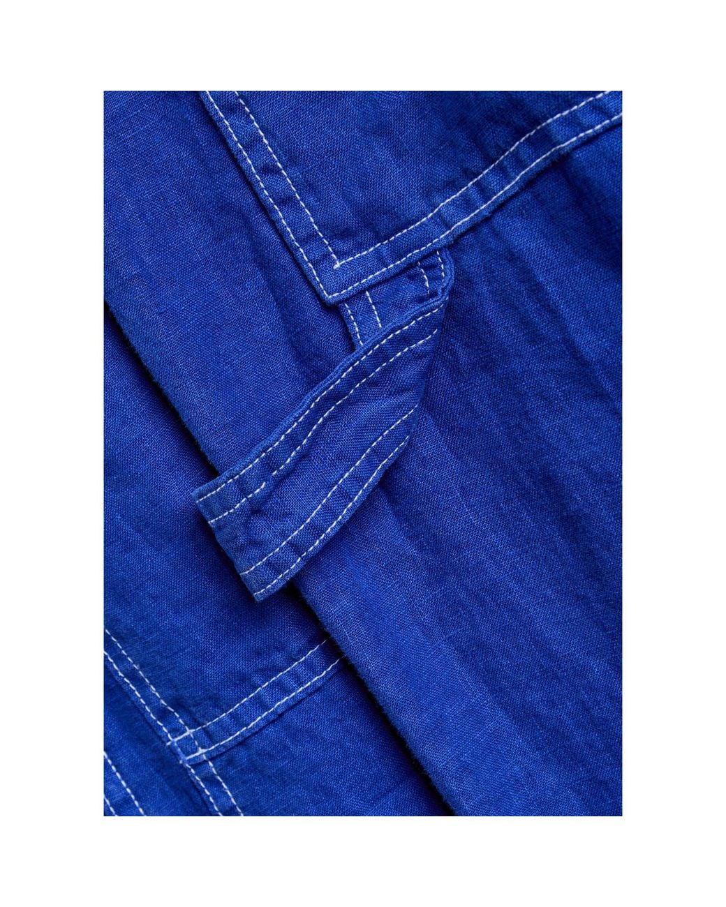 Rag & Bone Blue Loose Straight-Leg Linen Pants
