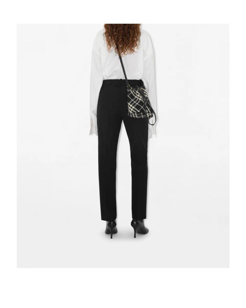 Burberry Black Checked Drawstring Mini Bucket Bag