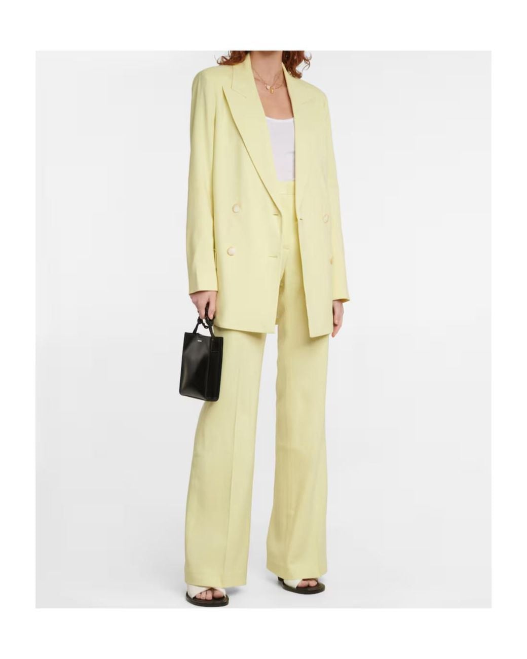 Joseph Yellow Pleated Bell-Bottom Casual Pants