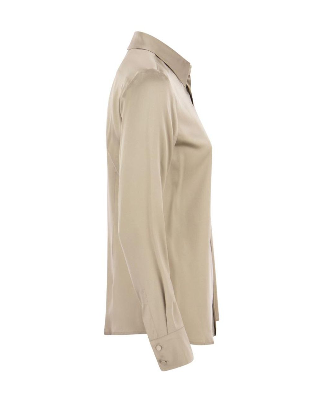 Max Mara Natural Long-Sleeved Pointed Collar Shirt